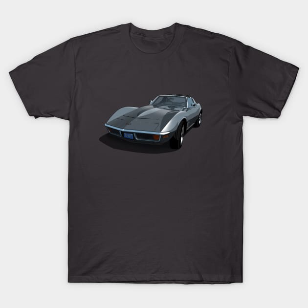 1970 Corvette Stingray in Laguna Gray T-Shirt by candcretro